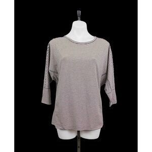 AnyBody Cozy Knit Striped Dolman Sleeve Top, Pink, Gray,‎ XX-Small, New